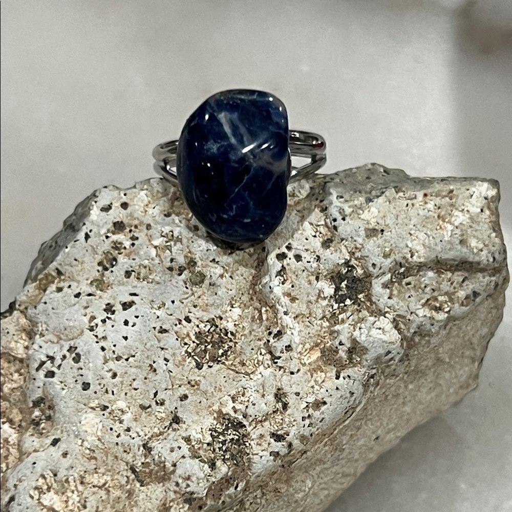 Blue Sodalite Stone Silver Ring